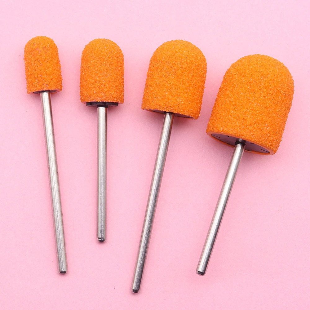 2/4pcs Rubber Bit or Nail Sanding Cap Nail Cutter Sleeves 2.35mm Shaft Pedicure Peeling Uv Gel Remove Sand Cap #80 Foot Care