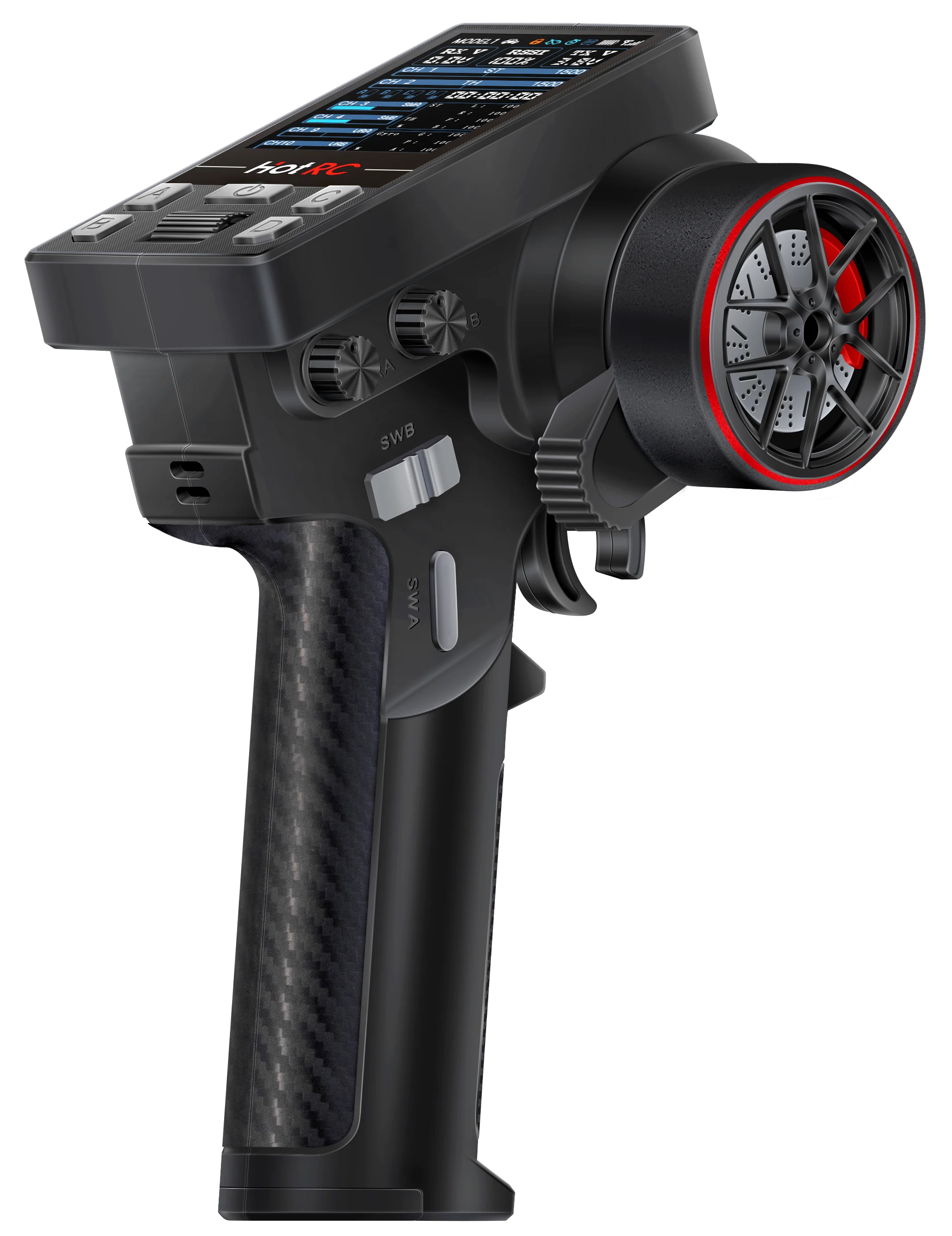 HOTRC CT-10B 10 canais 2.4G transmissor de controle remoto com receptor F-10A para escalada deriva veículo RC carro navio tanque