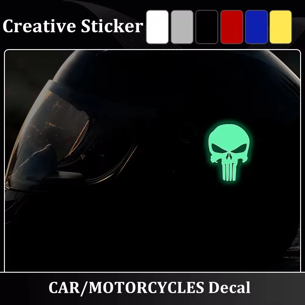 

Skull Head Motorcycle Glow Stickers Waterproof Moto Helmet Decoration Motorbike Fuel Tank Side Fairings Decal Accessories