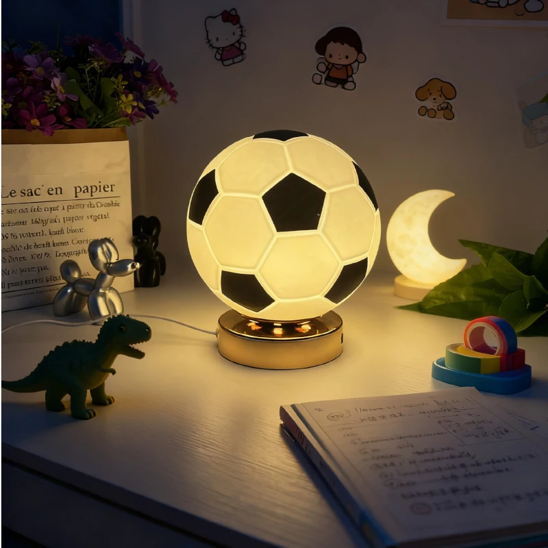 

Euro Cup Football Glass Table Lamp World Creative LED Football Glass Table Lamp Dorm Guesthouse Bedroom Study Bedside Decor Lamp