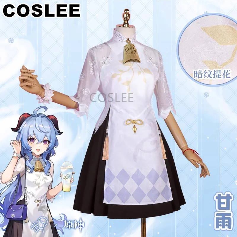 COSLEE Genshin Impact Ganyu Cosplay Costume Cheongsam Dress Uniform Game Suit Women Role Play Halloween Party Outfit New 2023