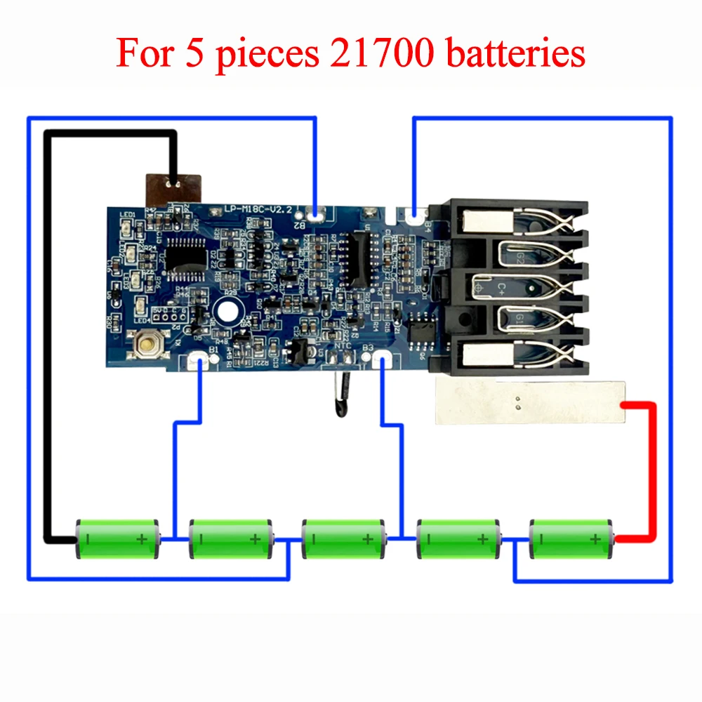 Lithium Battery Storage Box Plastics Case Protection Circuit Board PCB for Milwaukee for M18 18V 5*21700 Li-ion Battery Housings