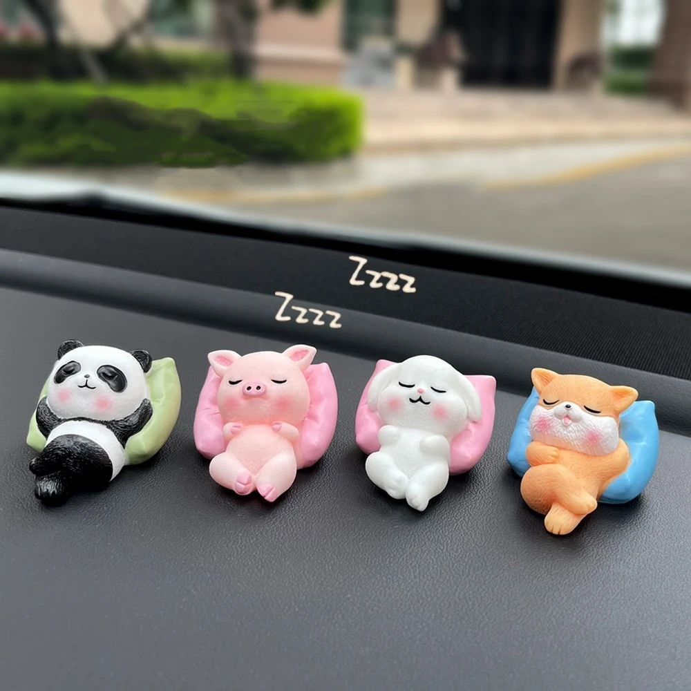 1PC Car Interior Figurines Funny Cartoon Panda/Pig/Dog/Rabbit Auto Center Console Rearview Mirror Ornaments Car Accessories