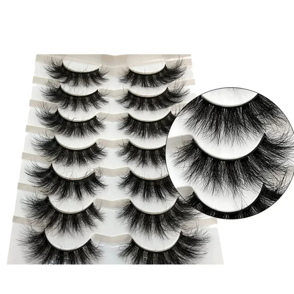 7 Pairs 6D Faux Mink Lashes Bulk Russian Volume Fluffy Natural False Eyelashes Thick Dramatic Mink Eyelashes