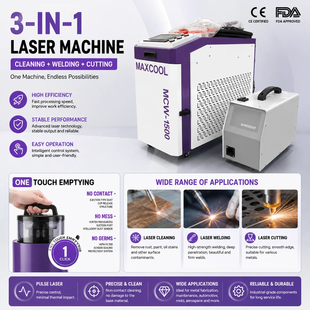 Laser Welding Machine 3 In 1 Cutting Cleaning - Easy Operation 3 IN 1 Handheld