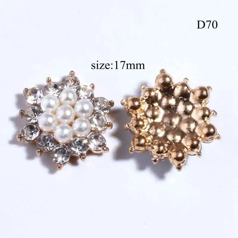 Vitage Chic Silver Crystal Rhinestone Buttons With Ivory Pearls For Shoe Cloth Clear Glass Button For Wedding Invitation