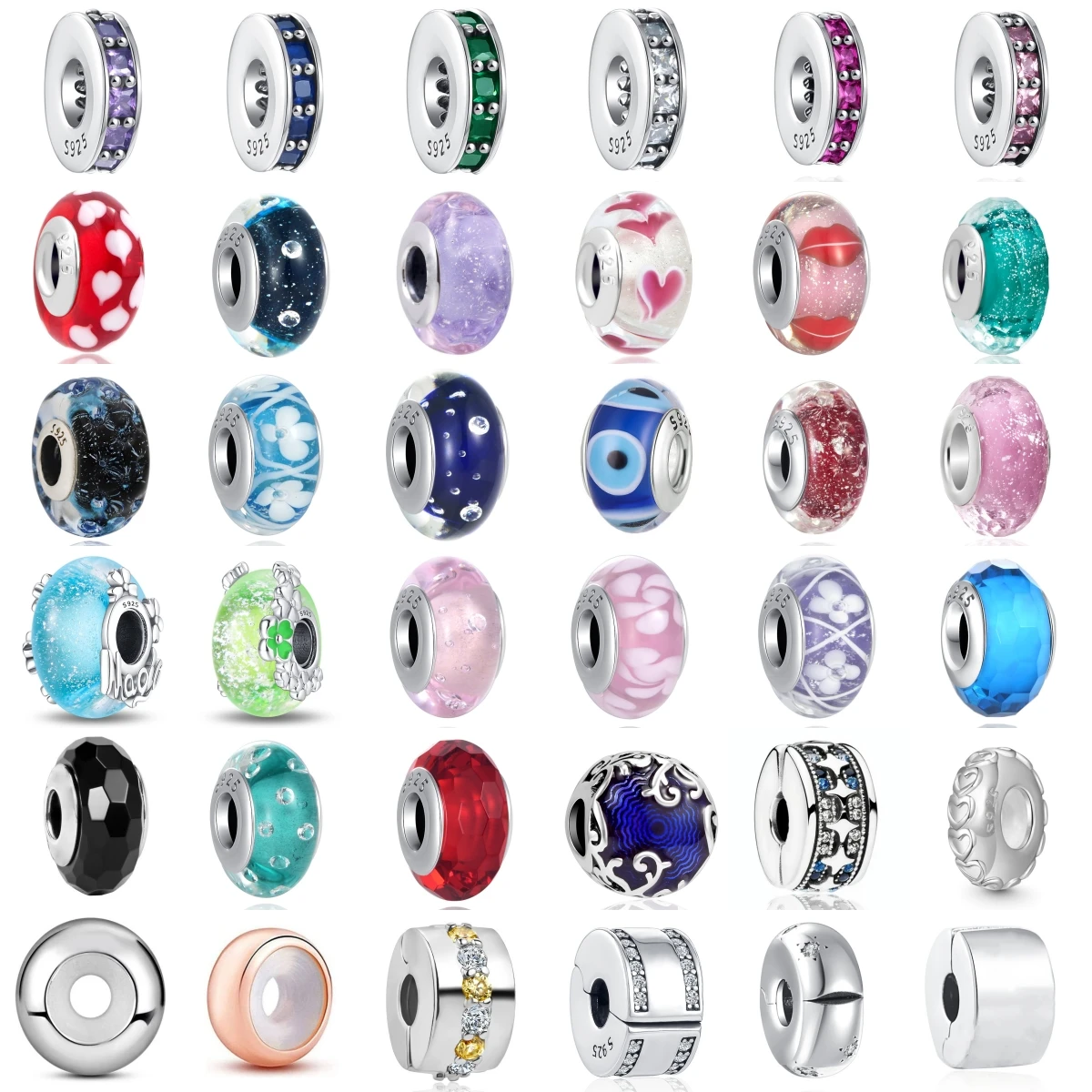 

New 925 Sterling Silver Charm Fit Original Bracelet Accessories Women Jewelry Colored Glass Beads Series