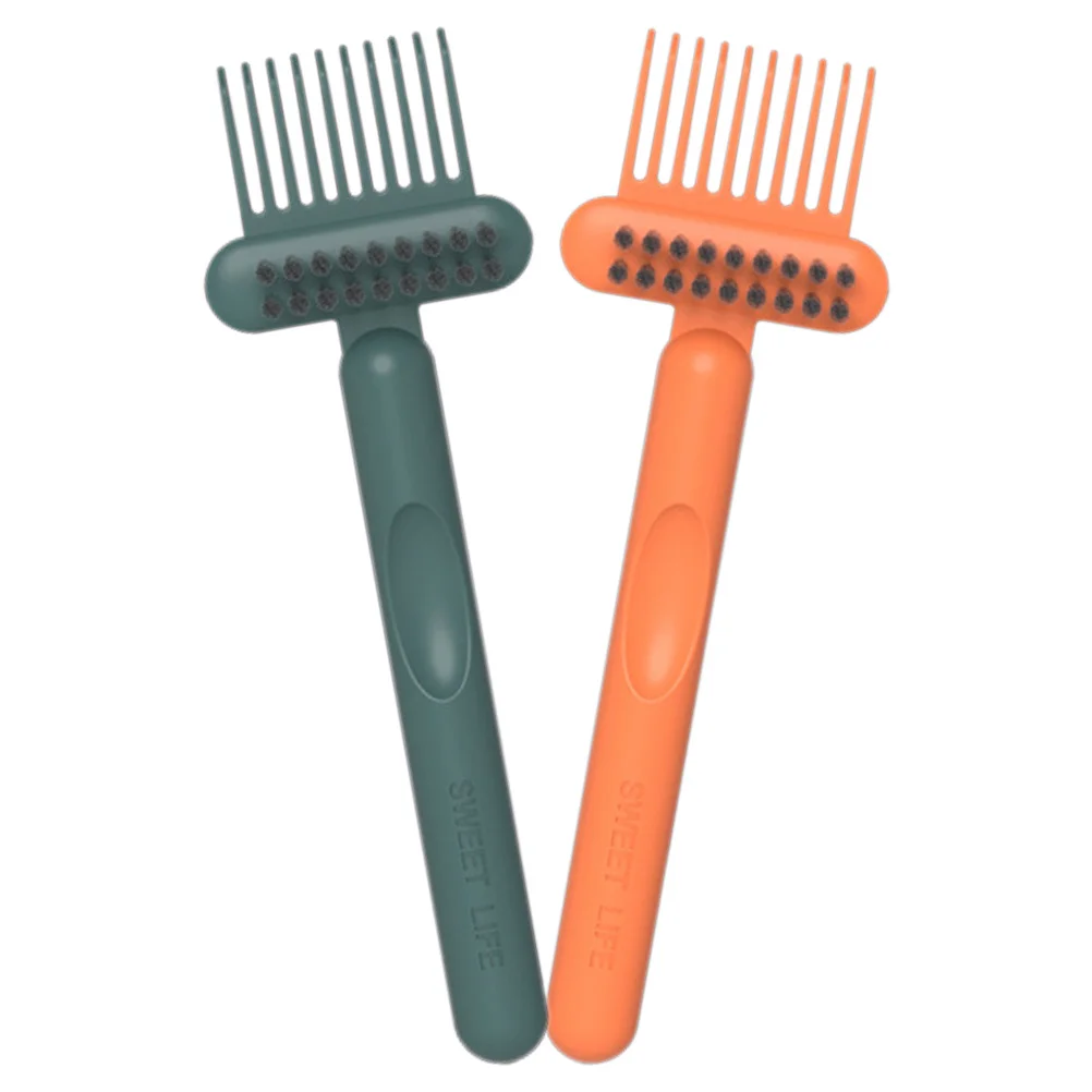 قطعتان من مشط تنظيف فرشاة الشعر، أداة إزالة الشعر خفيفة الوزن ومحمولة، فرشاة تنظيف للعناية بالشط الأساسي #2