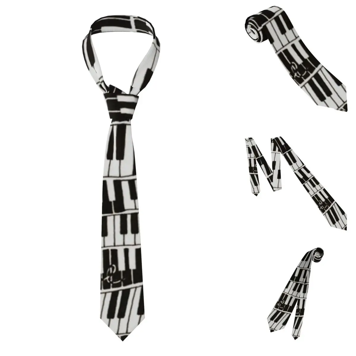 Abstract Piano Keys With Musical Notes Necktie for Men Silk Polyester 8 cm Neck Ties Wedding Accessories Tie Classic Gravatas