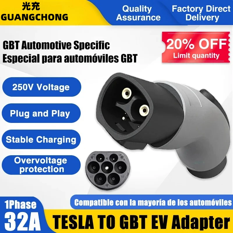 

Переходник NACS на GB/T для зарядного устройства Tesla на китайский электромобиль | Зарядный адаптер Tesla для BYD GB/T Socket I для модели 3/Y/S/X 2025