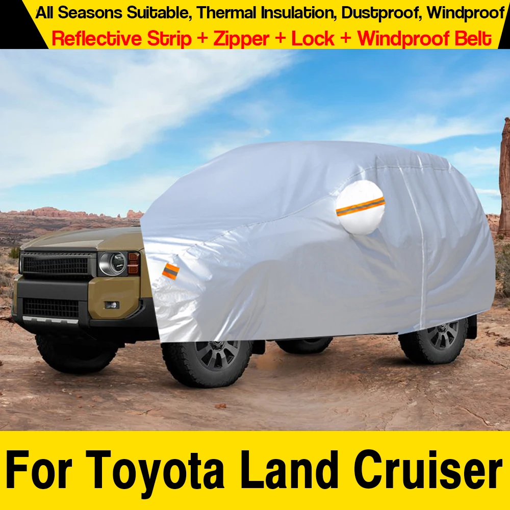 Full Car Cover SUV Outdoor Anti-UV Sun Rain Snow Ice Wind Prevent Cover For Toyota Land Cruiser J80 J100 J200 J300 1990-2026