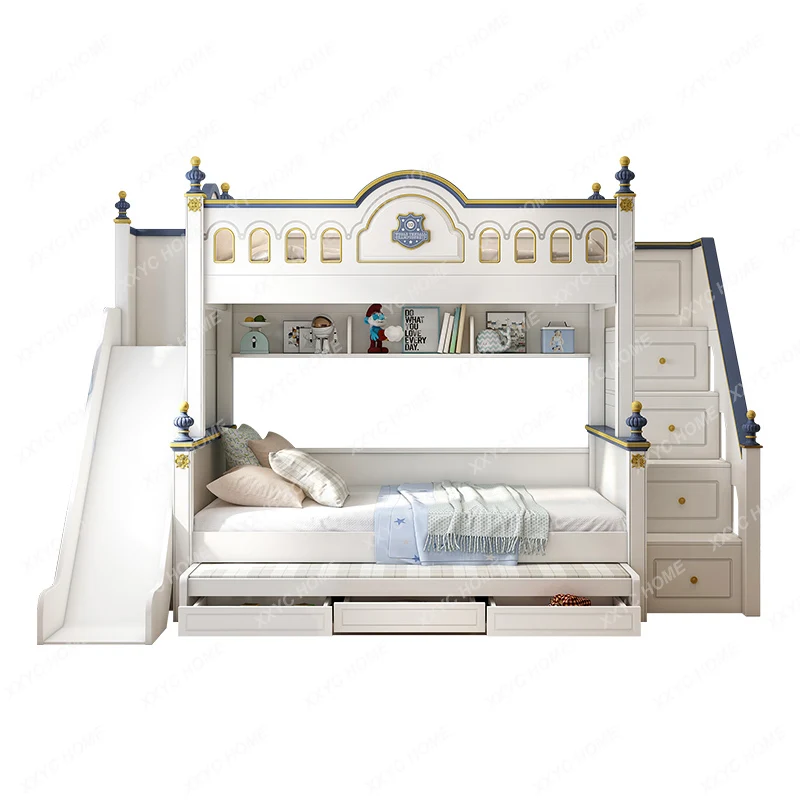 Bunk Bed Boy Height-Adjustable Bed Solid Wood Bunk Bed Double Bed Two-Bed Upper and Lower Bunk Small Apartment