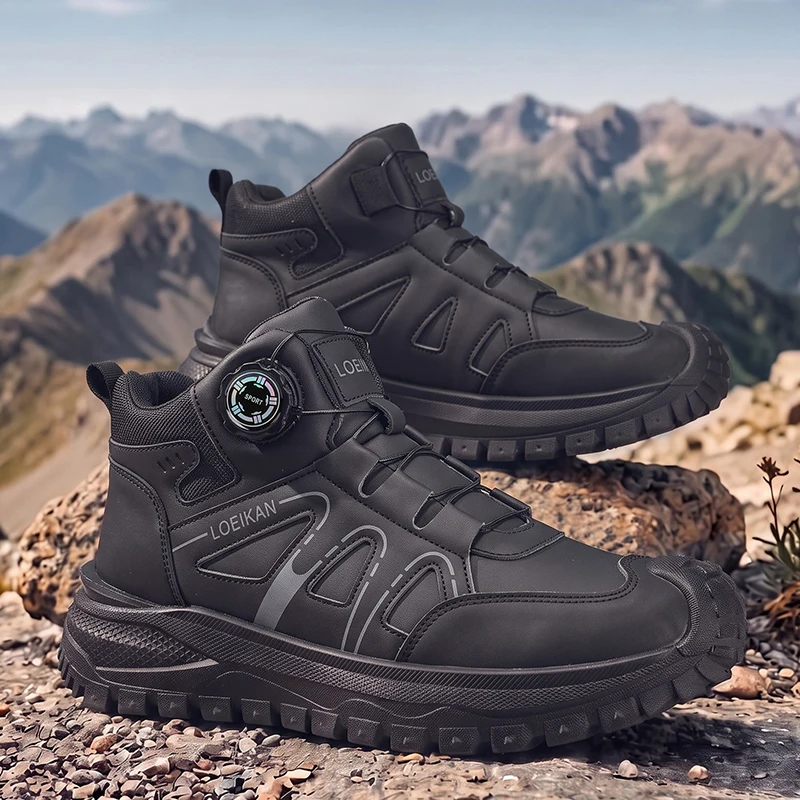 Herren High-Top Freizeitsneaker mit Drehknopf-Schnellschnürung, Schutzkappe und dicker rutschfester Sohle für den täglichen Pendelverkehr und das Gehen auf der Straße. – Detail 9