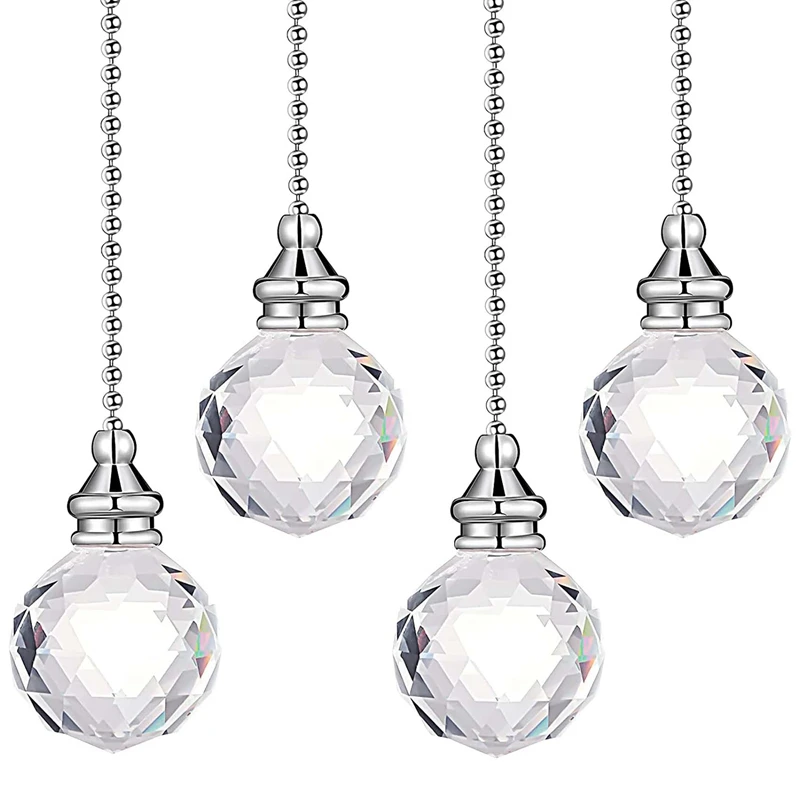 Hot Crystal Pendant Pull Chains Ceiling Fan Chain Extension Crystal Prism Chain Extender For Bathroom Ceiling Light Fan