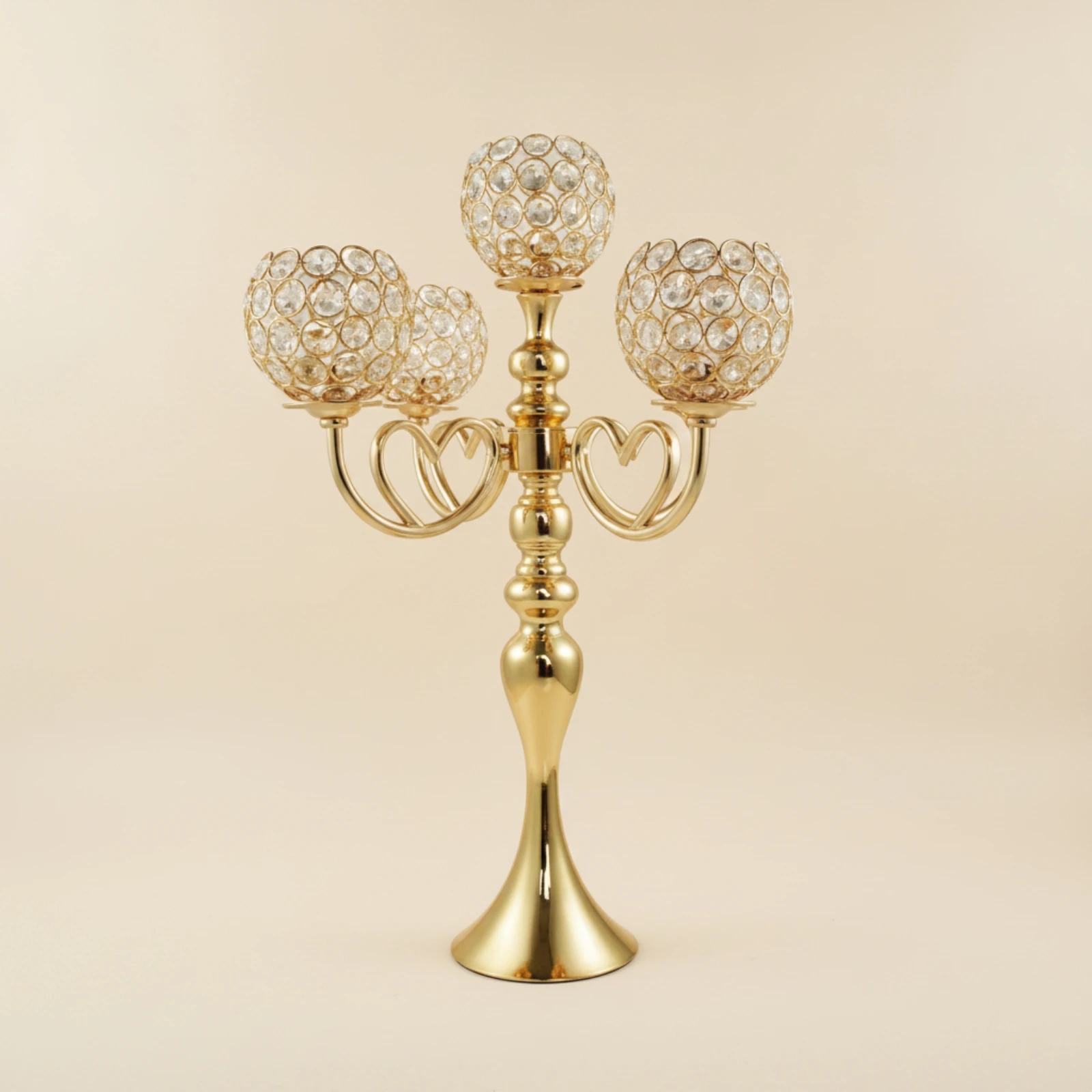 Candelabra with Crystal Beads Decorative Candelabra Centerpiece Candle Holder with Five Heads Shiny for Wedding Planners view 4