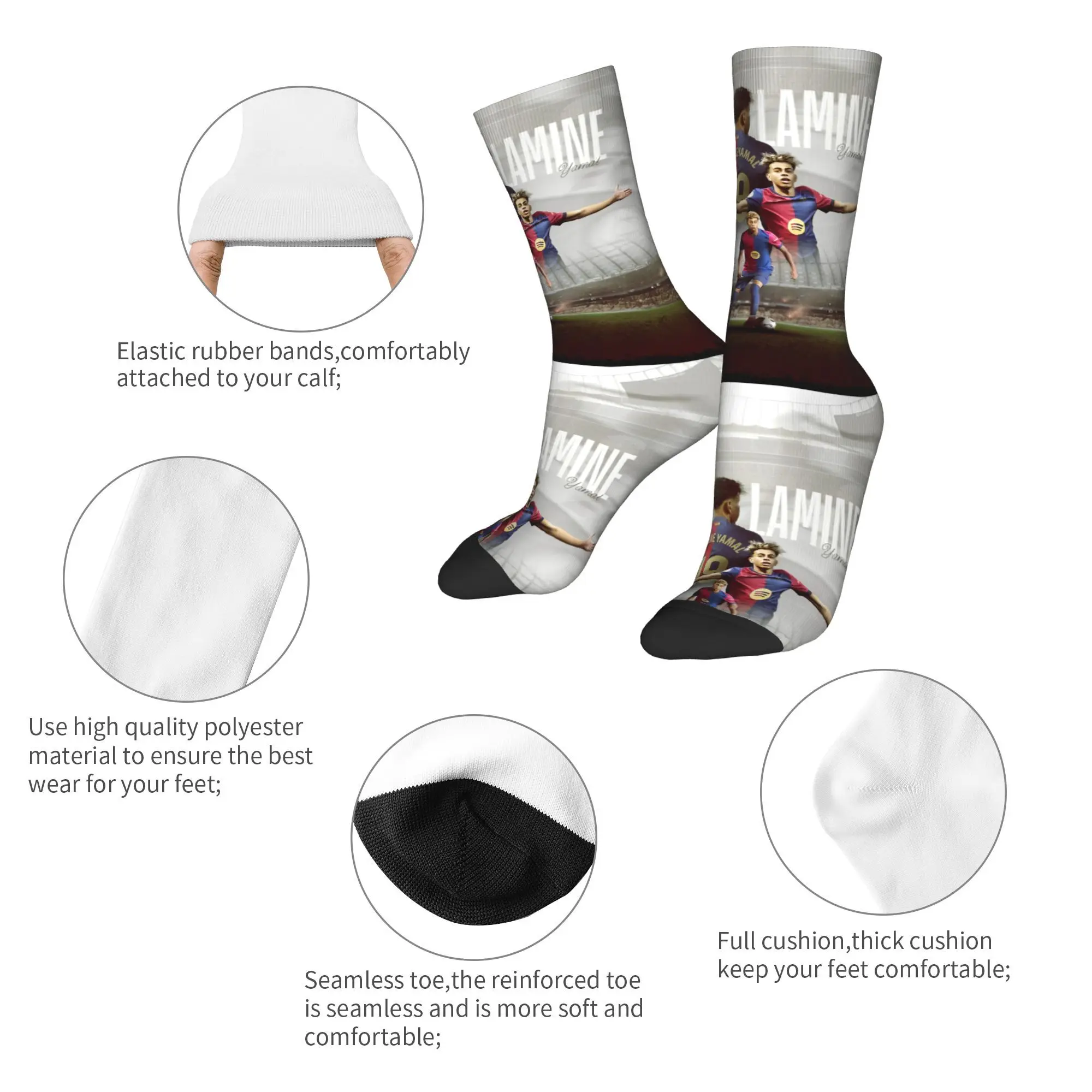 Autumn Winter Cool Unisex Spain 19 Football Lamine Y-Yamal Socks  Breathable Football Socks