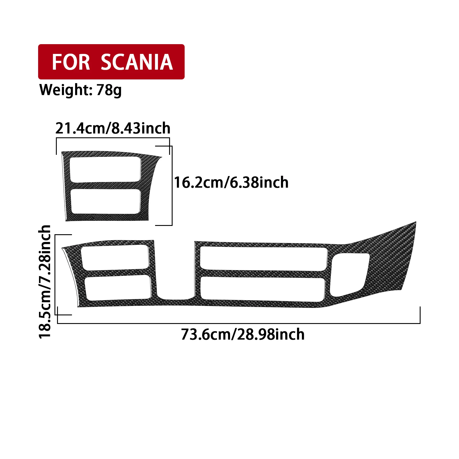 For Scania R Series 2019-2024 Black Carbon Fiber Center Console Radio Air Control Panel Trim Set Car Interior Decor Stickers