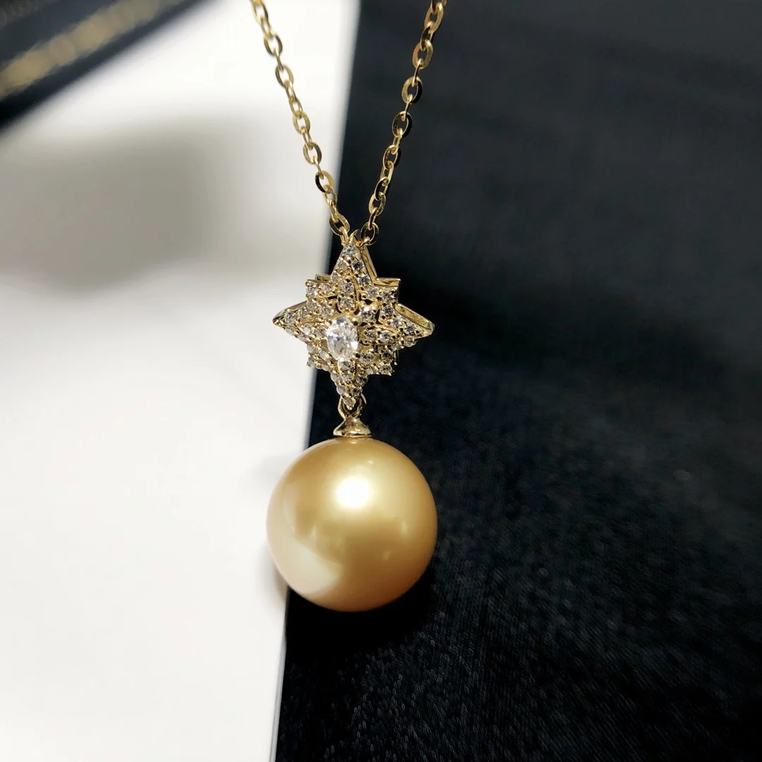 DIY 18K Pearls Pendants Bases Pedestals Necklaces for Women Not Include Pearls JY