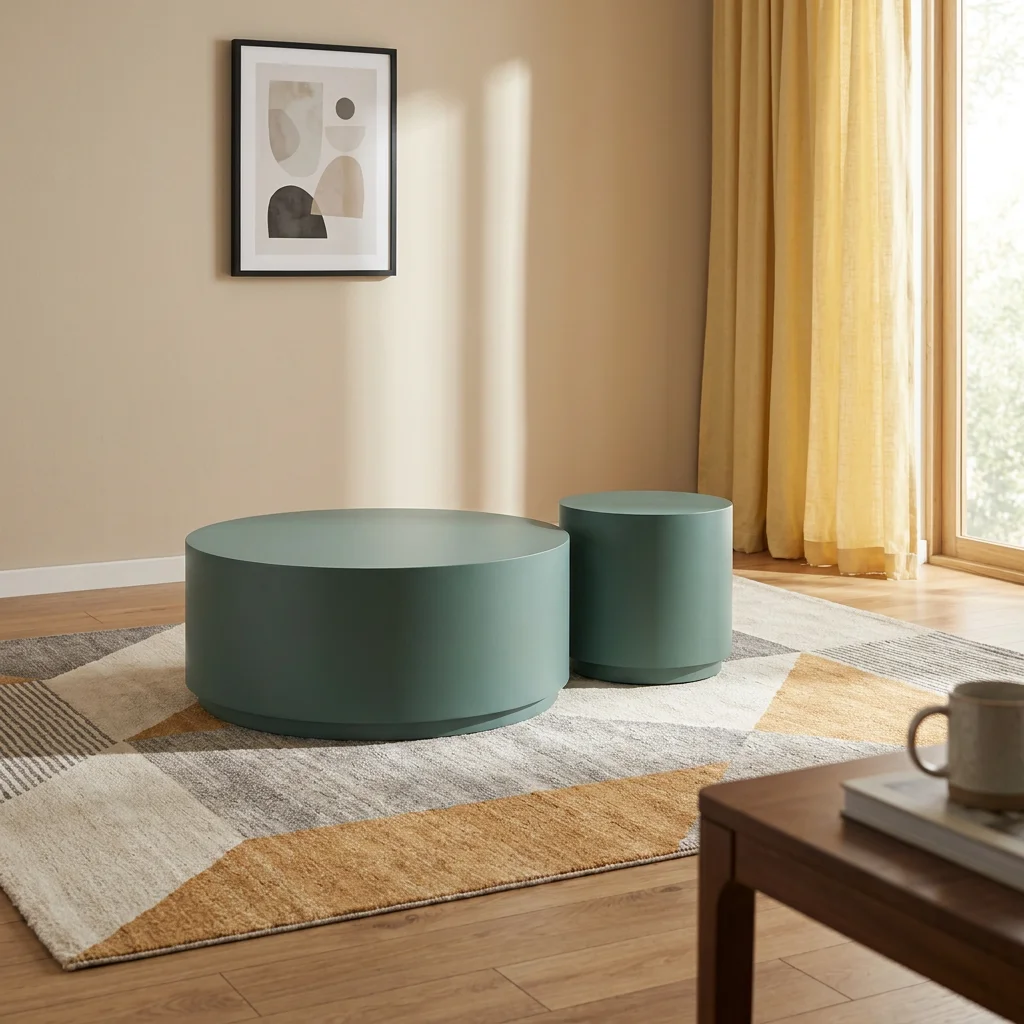 &Round Convertible Coffee Table Green Color Custom Size and Color Available Modern Wood Design for Living Room