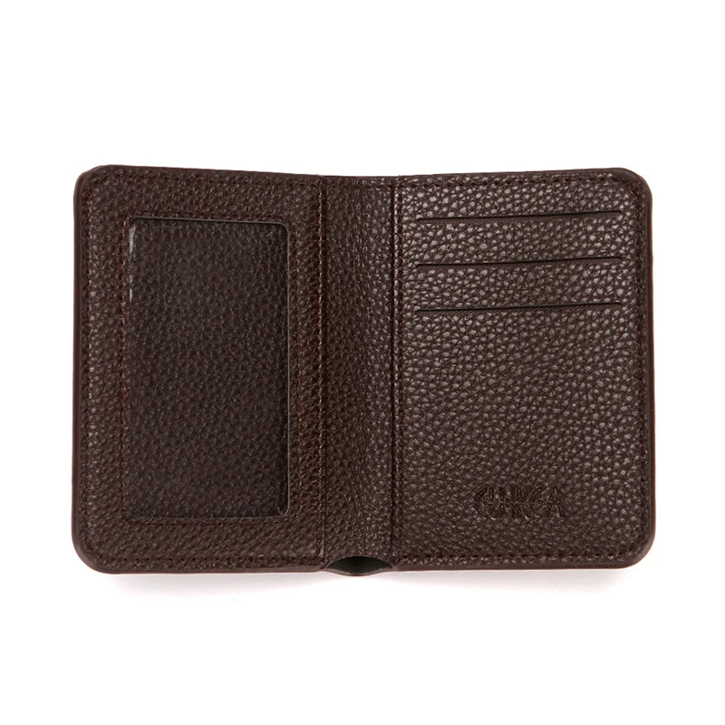 PU Leather Men Wallet Thin Small Credit Card Holder Lychee Pattern Coin Purse