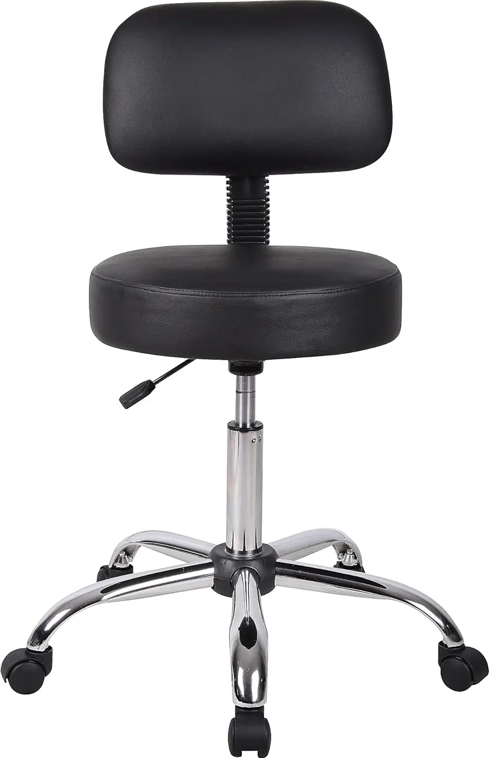 Ergonomic Adjustable Height Office Stool with Back Support, Black - 275lb Capacity
