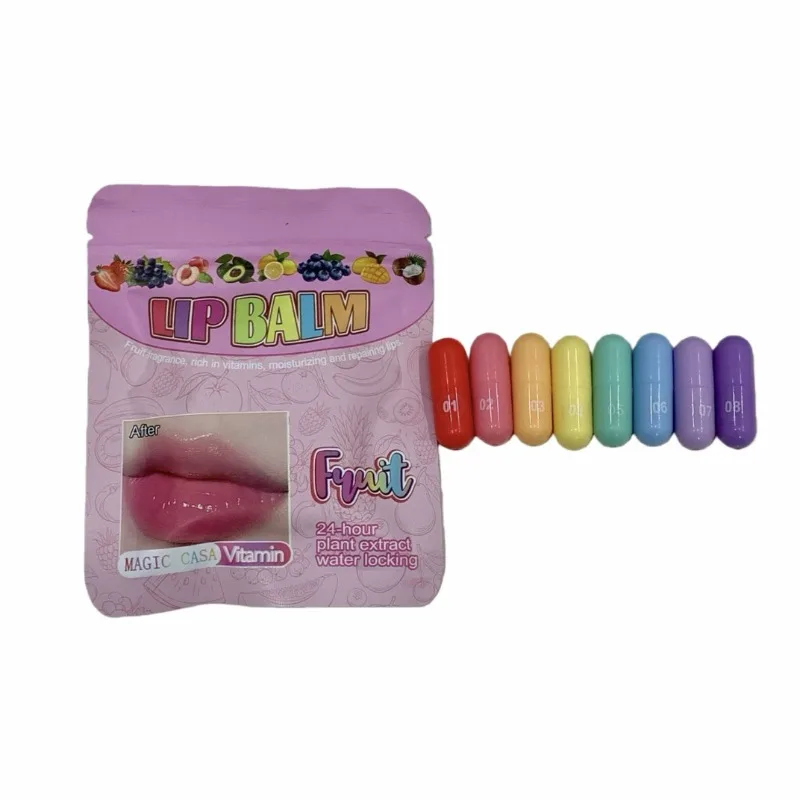 مجموعة بلسم الشفاه الصغيرة مكونة من 8 ألوان على شكل كبسولة أحمر شفاه شفاف ومغذي ومرطب للعناية بالشفاه الجافة والشقوق مقاس السفر #4