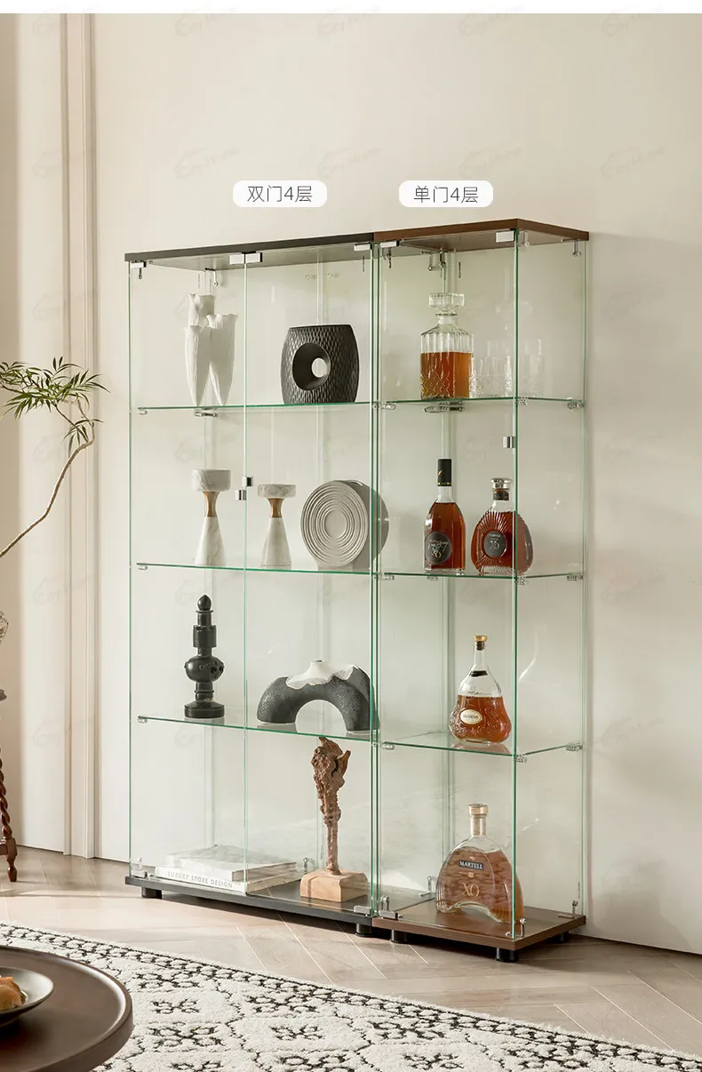 

Glass Display Cabinet Transparent Frameless Wine Cabinet Storage Cabinet Figure Ornament Shelf Household Wine Display Rack