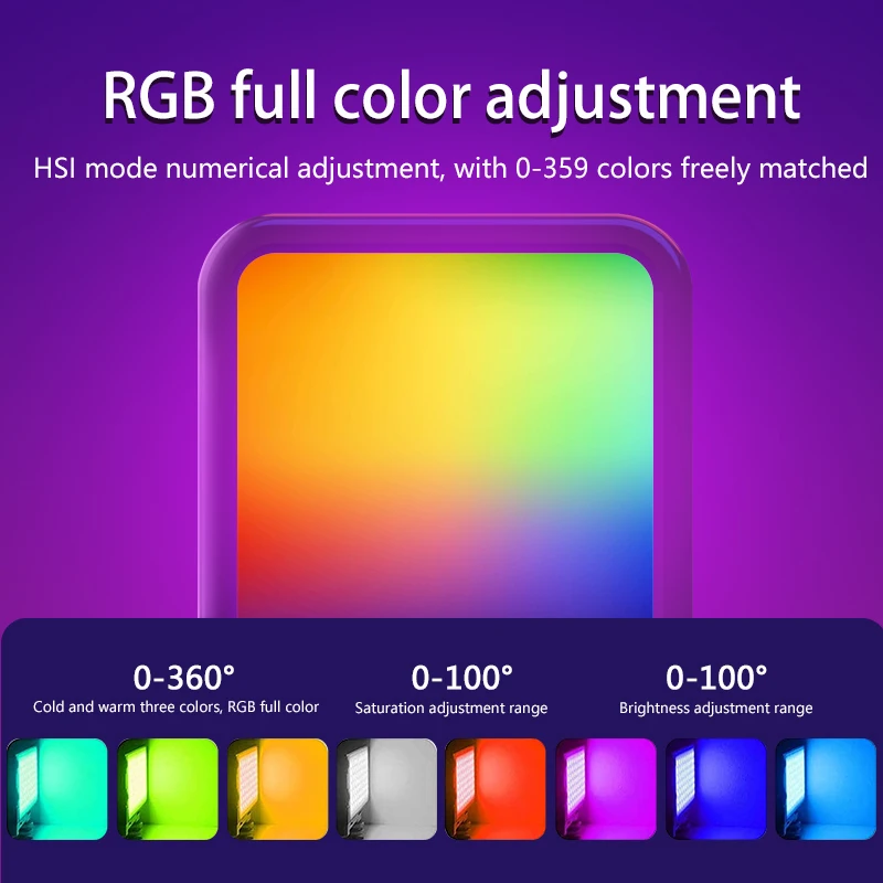 Portable Mini RGB Video Light Photography 6500K LED Fill Lamp Dimmable Hot Shoe Mount Adapter For Canon/Nikon/Sony DSLR Camera view 4