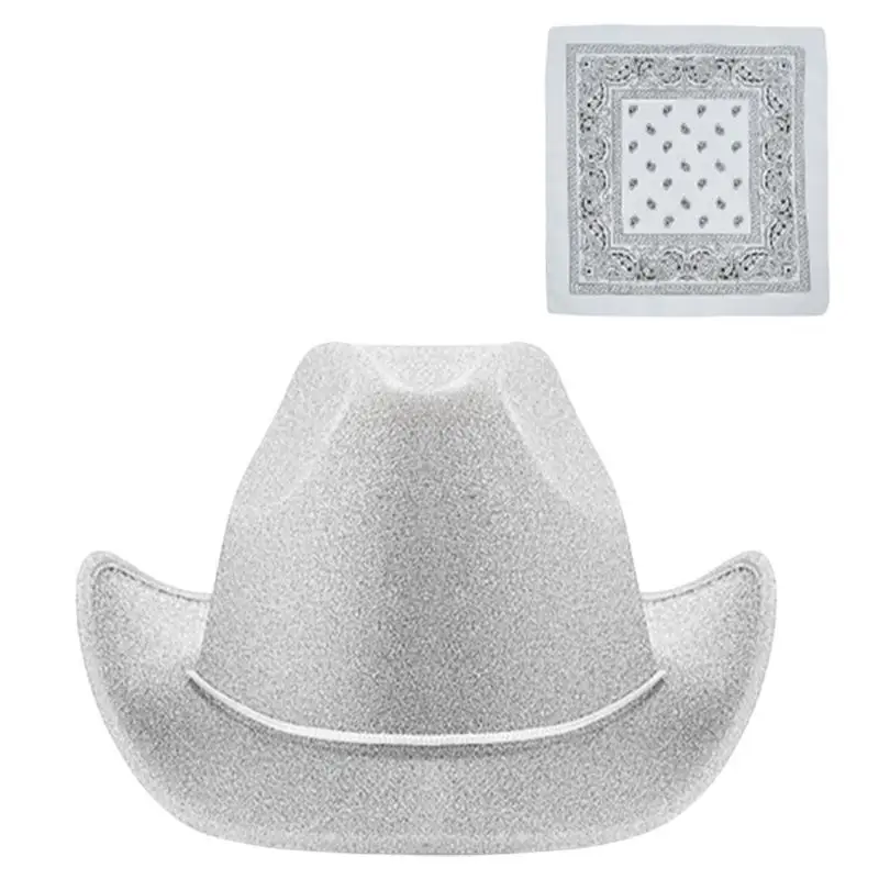

39BB Cowboy Hats Glitter Pork Pie Hat Panama Hat Ornament for Photography Props