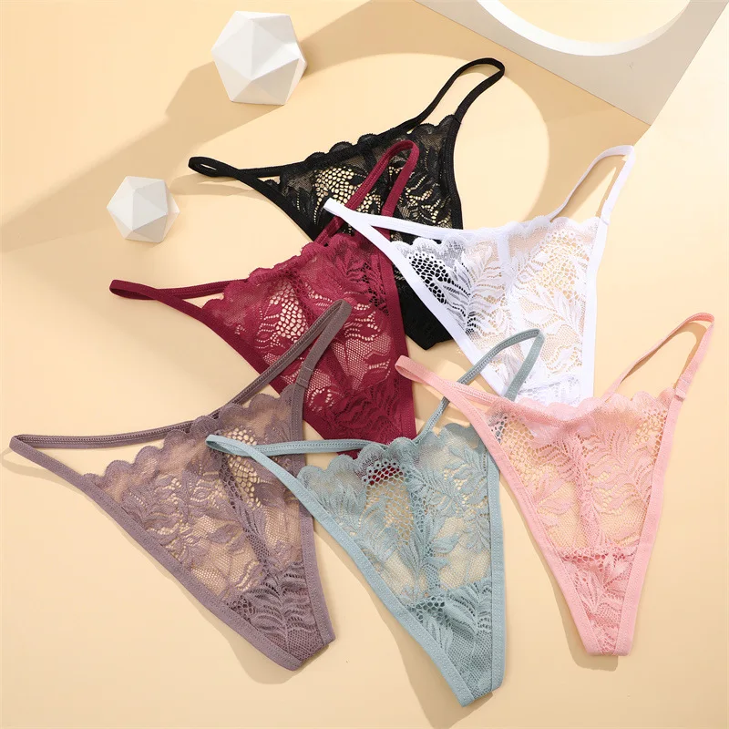 Европейские и американские новые женские высокоэластичные бесшовные дышащие и сексуальные удобные кружевные стринги