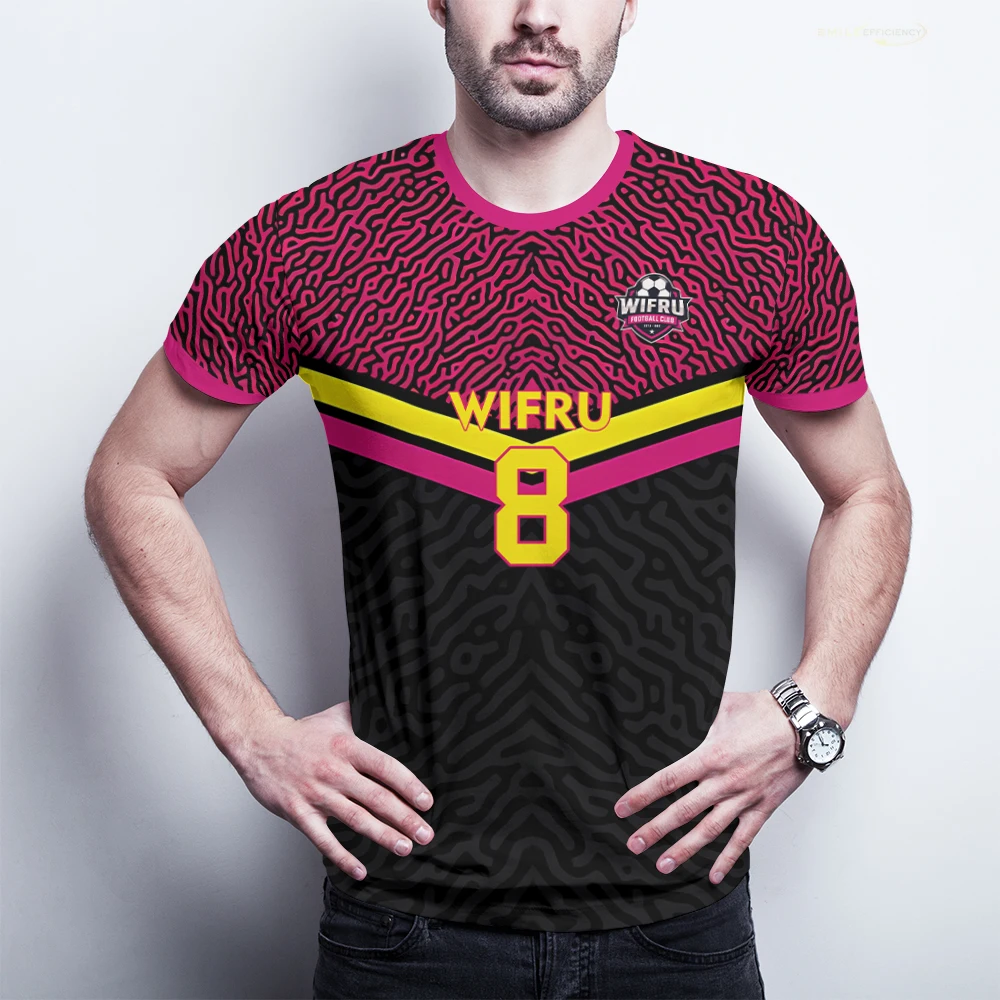 موضة ثلاثية الأبعاد مطبوعة قمصان كرة القدم WIFRU الصيف التجفيف السريع الرياضة قصيرة الأكمام تي شيرت الرجال والنساء شخصية مخصصة القمم #6