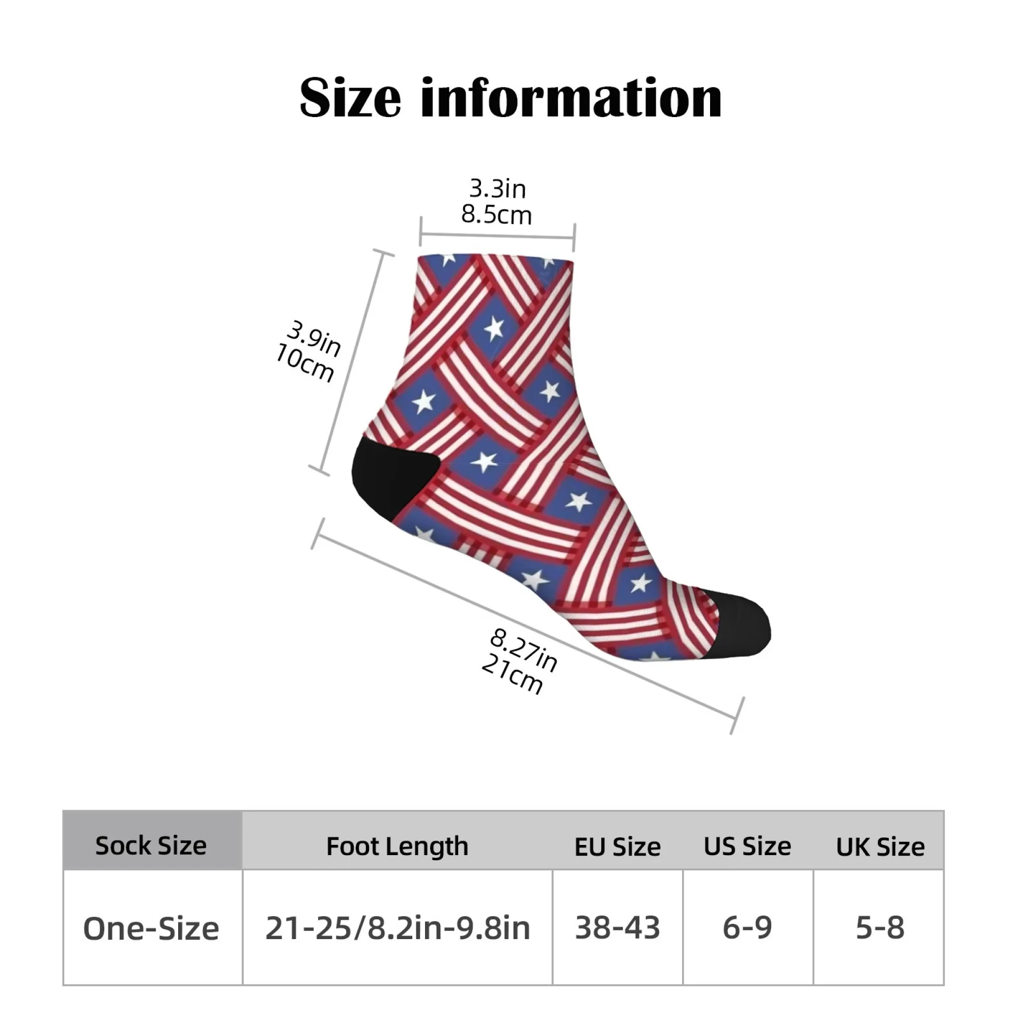 عناصر العلم الوطني المخططة باللونين الأحمر والأبيض، جوارب قصيرة للرجال، جوارب ضغط مجنونة ومضحكة وناعمة ومريحة على طراز الهيب هوب #2