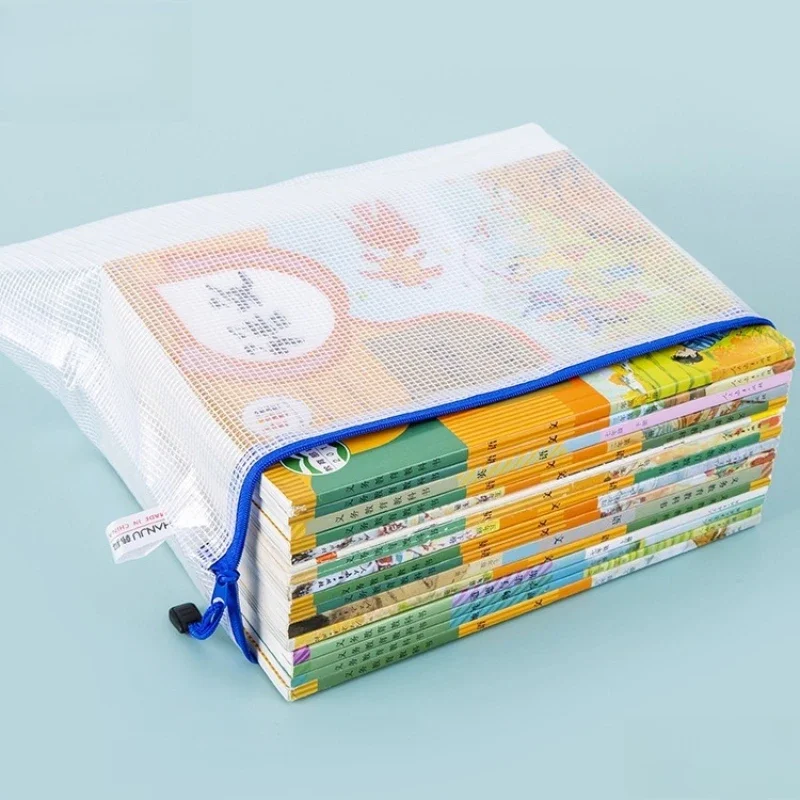 5pcs A4 문서 가방 파일 폴더 학교 사무용품 방수 지퍼 폴더 보관 가방 문서 가방 메쉬 지퍼 파우치