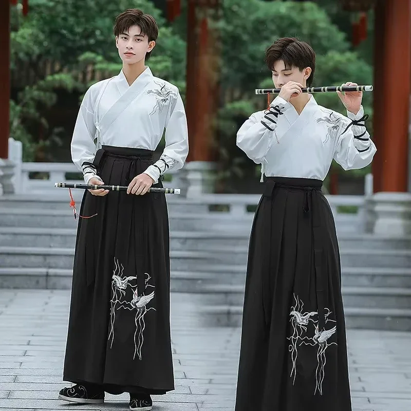 

Ancient Chinese Han Dynasty Traditional Costume Hanfu Men Oriental Swordsman Stage Cosplay Costume Tang Suit Hanfu Robe
