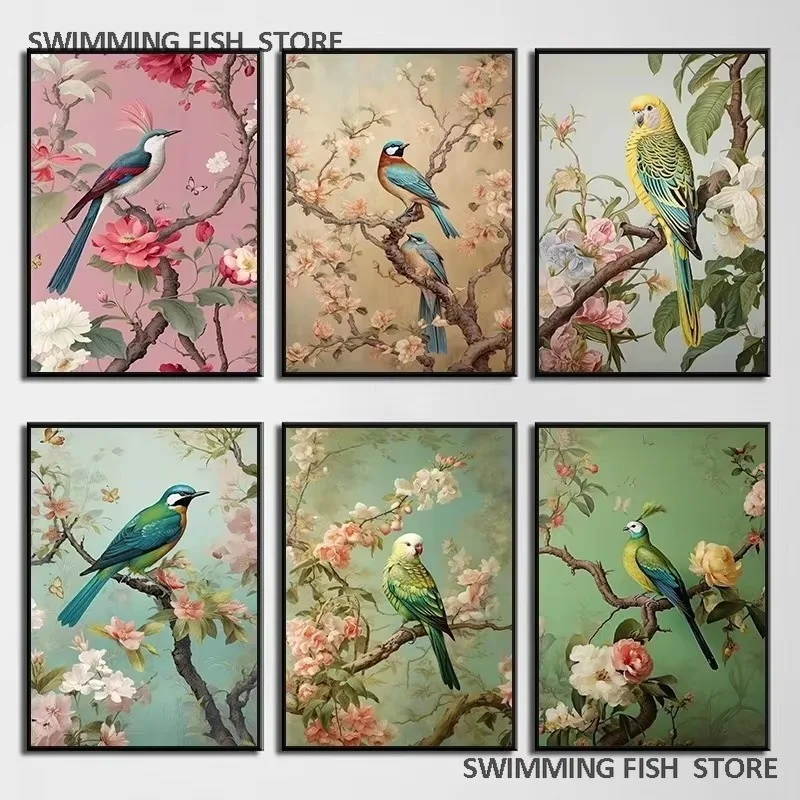 Large Jigsaw Puzzle 500/1000 Pieces Vintage Bird  Flower Puzzles Adult Present Portable Box for Family Games Educational Toys