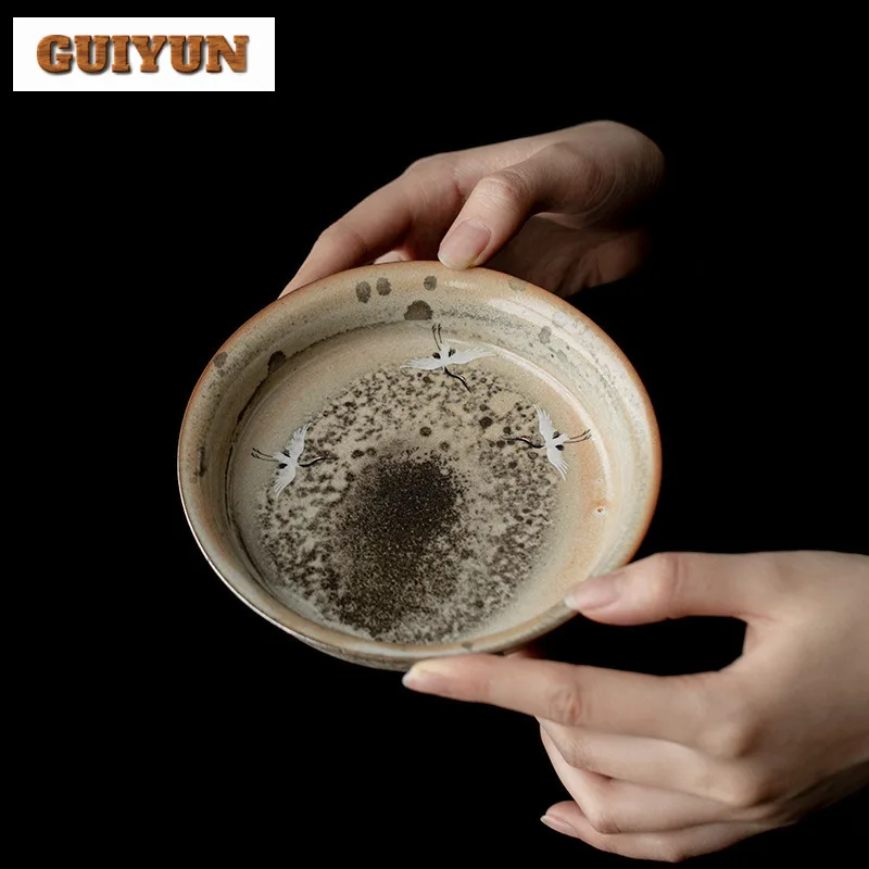 Wood-fired Porcelain Crane Pot Bearing Holder Antique Pot Base Dry Brew Table Tea Tray Flower Tea Teaset Accessories Ornaments