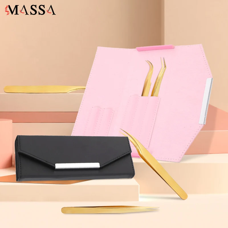 MASSA Wimpern Verlängerung Pinzette Lagerung Tasche Leder Tragbare Organizer Fall Falsche Wimpern Werkzeug Organizer Wimpern Zubehör