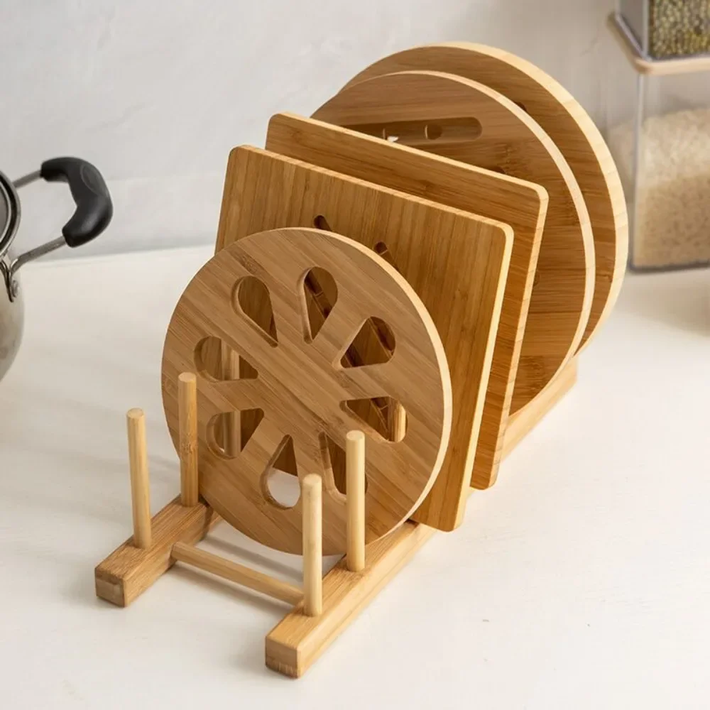 Kitchen Dish Drain Rack Wooden Display Stand Drainer Holder Drying Bowl Holder Simple Pot Lid Shelf Dinnerware Storage Organizer