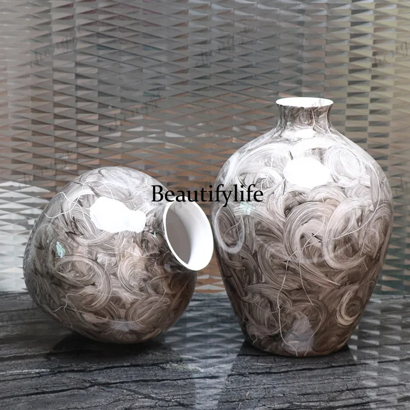New Chinese ceramic vase ornament, living room entrance flower arrangement, light luxury, Nordic creative simplicity, decoration