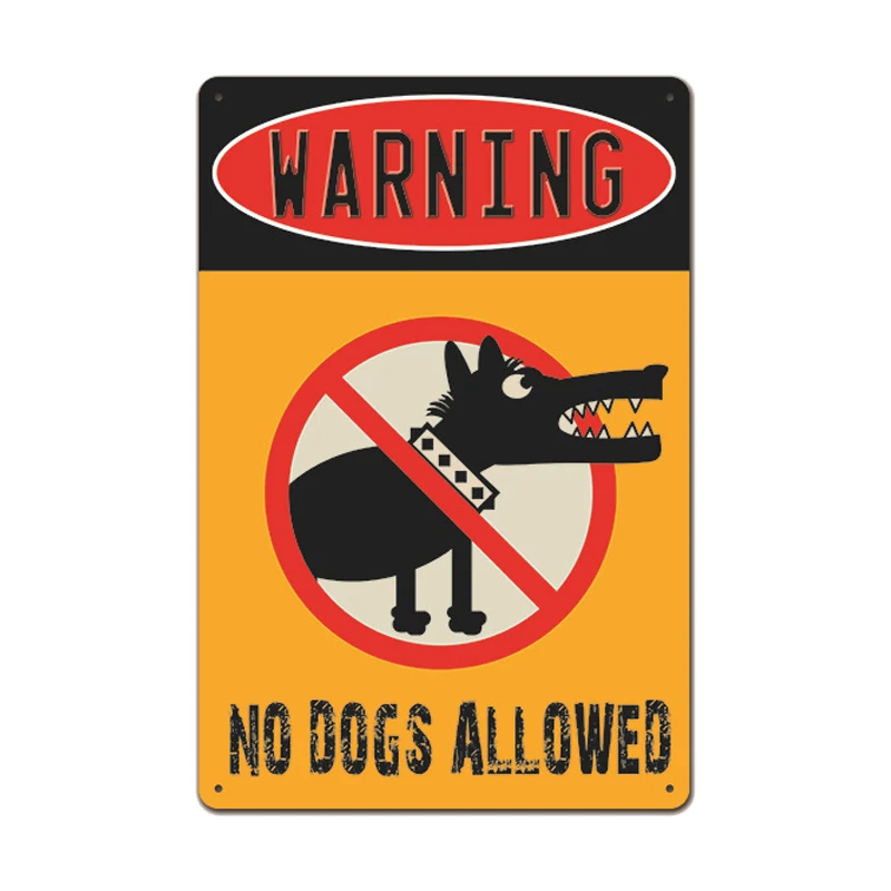 Warning Dog Metal Tin Signs Vintage Poster Beware of Dog Retro Tin Plates Wall Stickers for Garden Family House Door Decoration