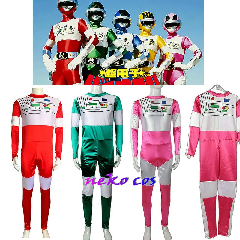 

nekocos Choudenshi Bioman Red One Green Two Pink Five fitting bodysuit jumpsuit Cosplay