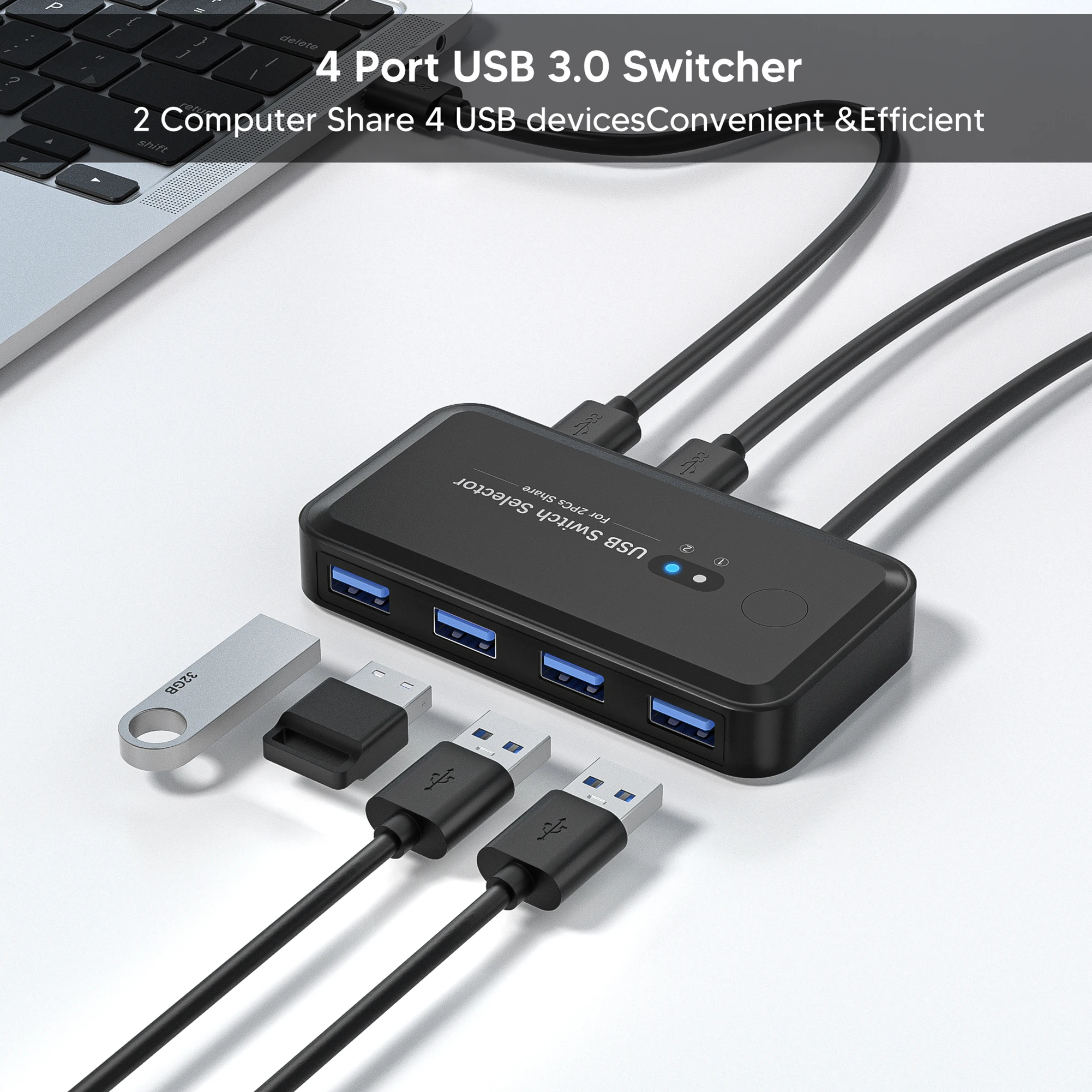

4-портовый переключатель USb3.0, док-станция KVM, переключатель общего доступа принтера, устройство для совместного использования принтеров, USB-разветвитель, сетевой адаптер