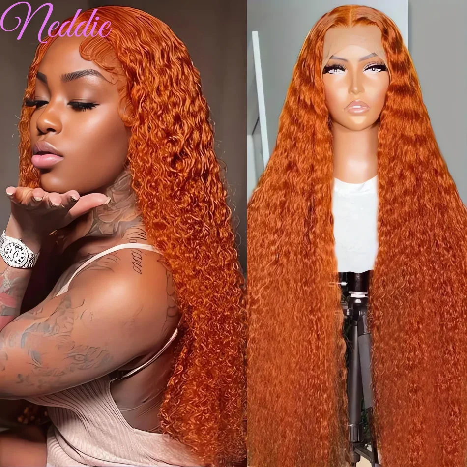 

Lace Frontal Wig 13x6 HD Transparent Curly Human Hair 100% Ginger 30 40 Inch Deep Wave Brazilian Wigs For Women Choice