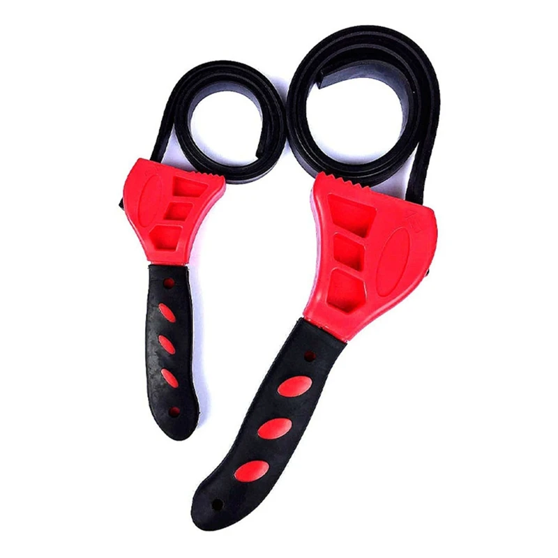 2PCS 6In 8In Belt Wrench Oil Filter Puller Strap Spannerchain Oil Filter Cartridge Disassembly Tool Oil Filter Wrench
