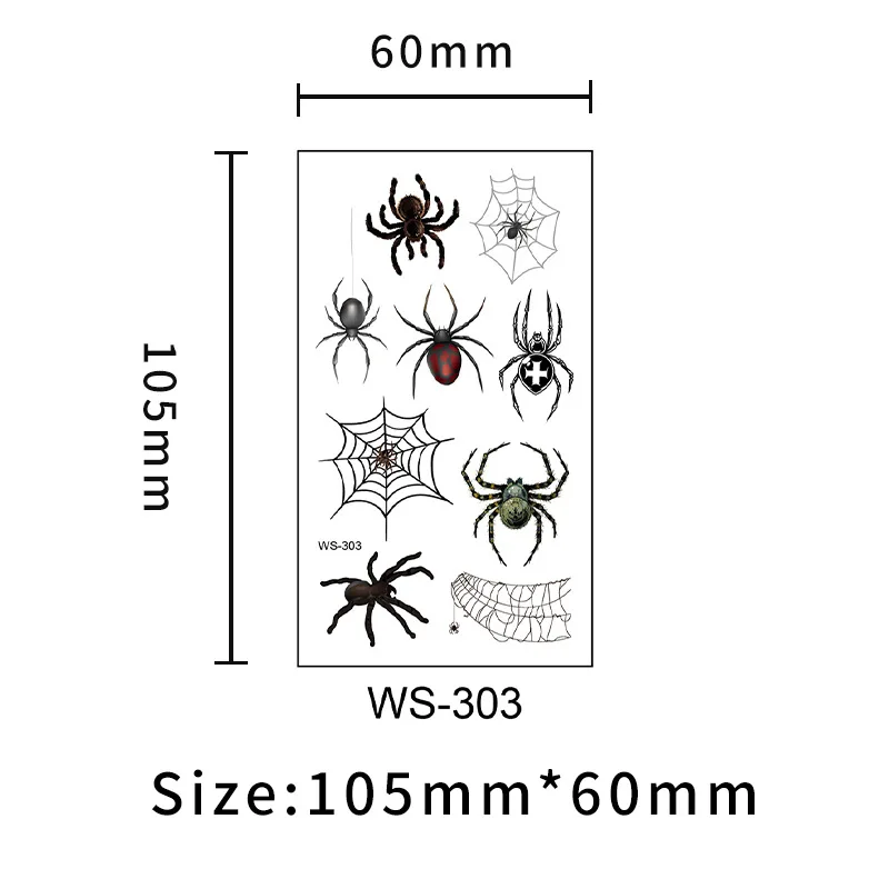 Halloween Tattoo Sticker Horror Spider Tattoo Sticker Scar Waterproof Temporary Tattoos Event Party Body Art Makeup Kids Adult