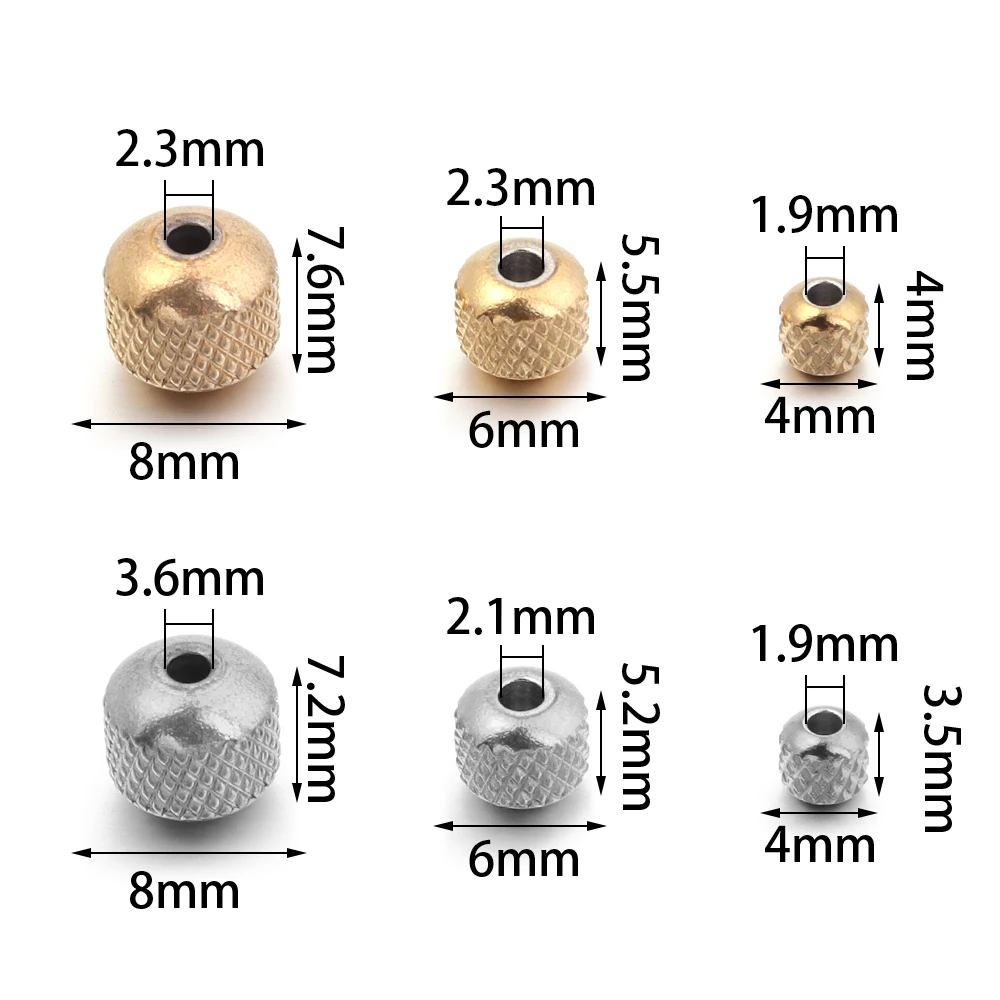 

20/40PCS Stainless Steel Beads Gold/Steel Round Loose Spacer Mesh Beads for DIY Bracelet Necklace Jewelry Making Accessories