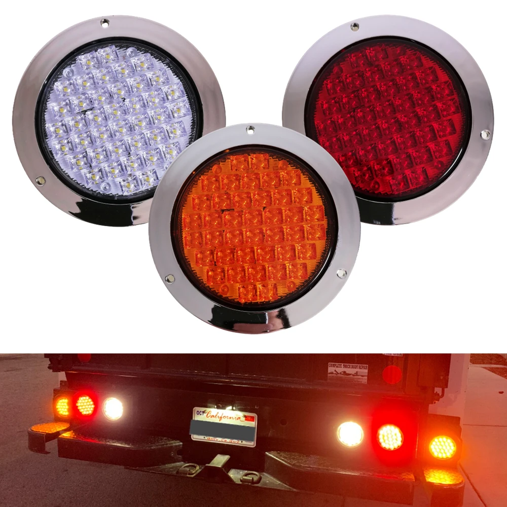 2Pcs LED Tail Lights Trailer 12V 24V Tractor Rear Light Truck Brake Light Turn Signal Reverse Lam RV Van Pickup Cargo Taillight