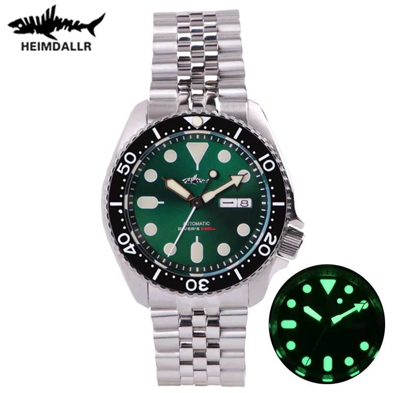 HEIMDALLR Sharkey SKX007 NH36 Automatic Watch Men Sapphire Ceramic Bezel Mechanical Vintage Diver 200m Watches C3 Luminous Watch