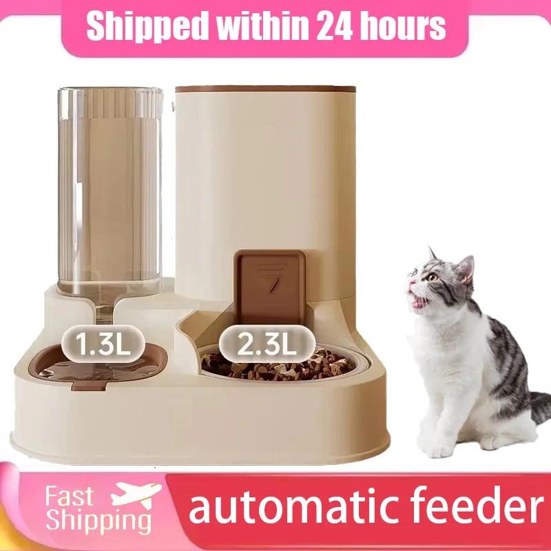 Nuevo Alimentador automático para Gato, dispensador de agua de gran capacidad para suministros de agua potable, contenedor de alimentos de separación húmeda y seca
