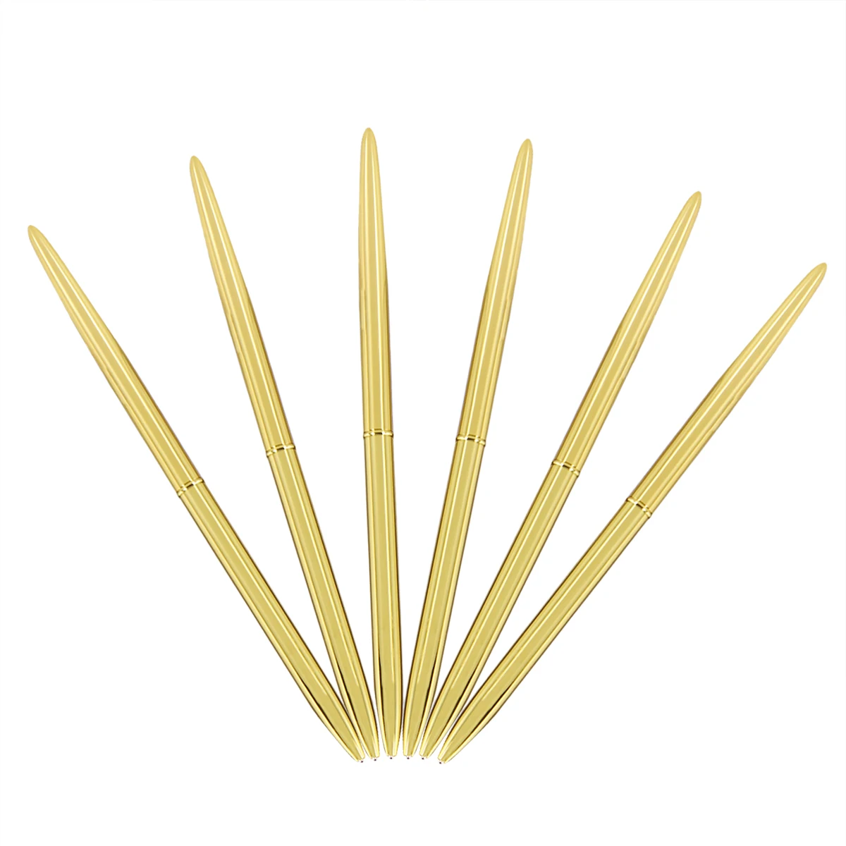 

6PCS Dual Heads Rotation Metal Ballpoint Pen Lightweight Metal Black Ink Pen for School and Office Supplies (Gold)
